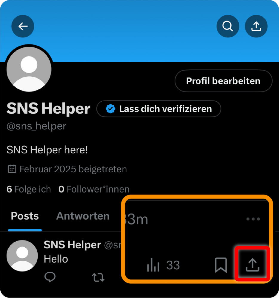Twitter post with the ‘Share’ button highlighted for sharing options.